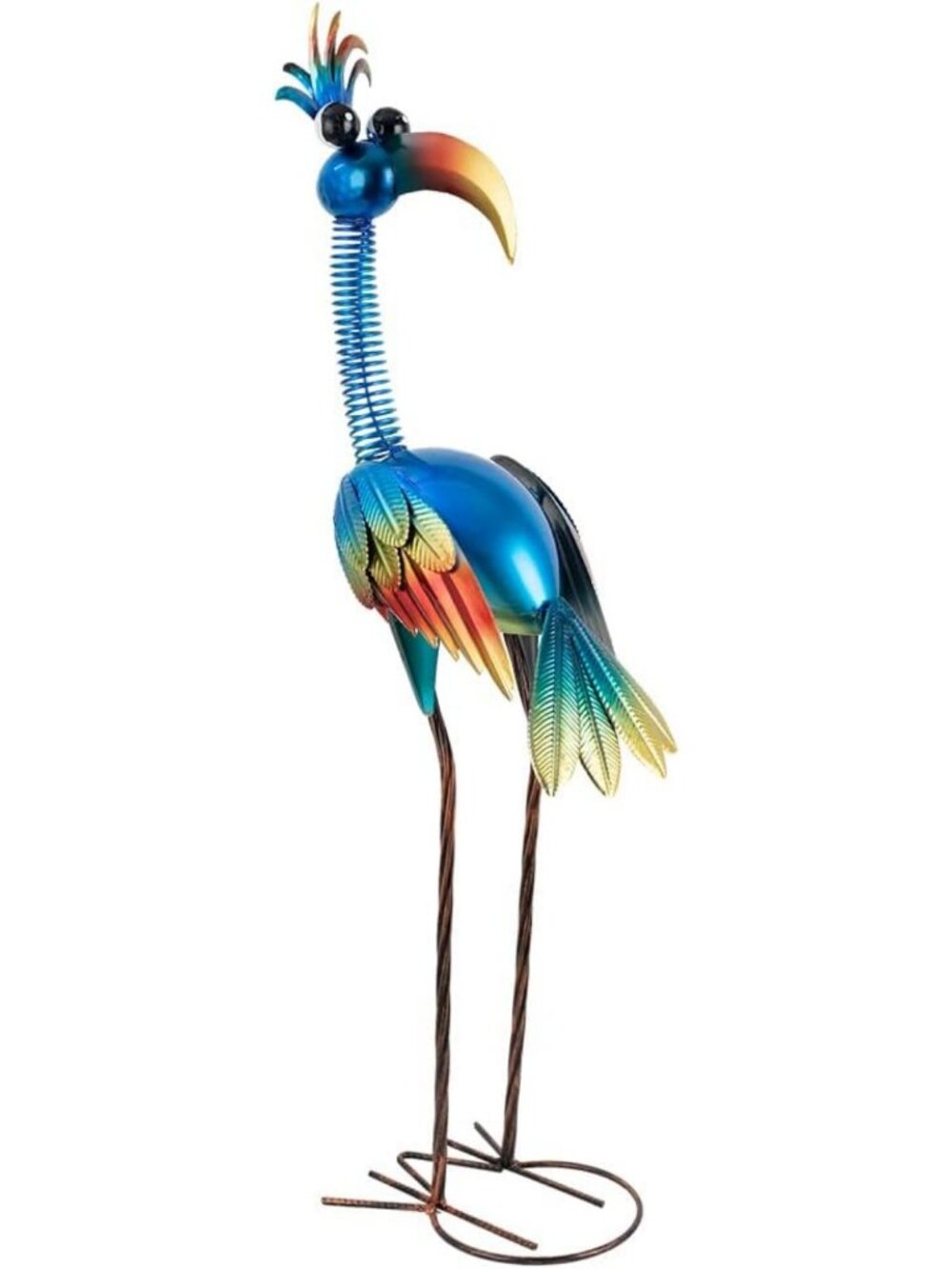 Whimsical 30" Metal Bird Garden Statue - Funny Patio & Lawn Decor for Outdoors